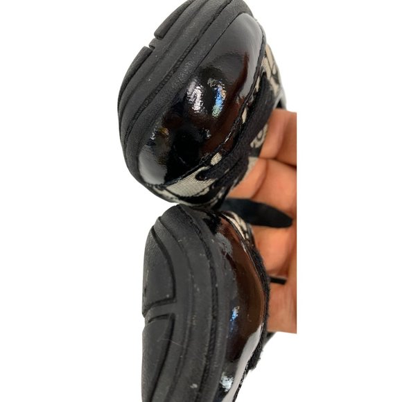 Womens 7.5 Coach Dannie Ballet Flats Shoes Monogram Patent Leather Black 6539 - Picture 13 of 16